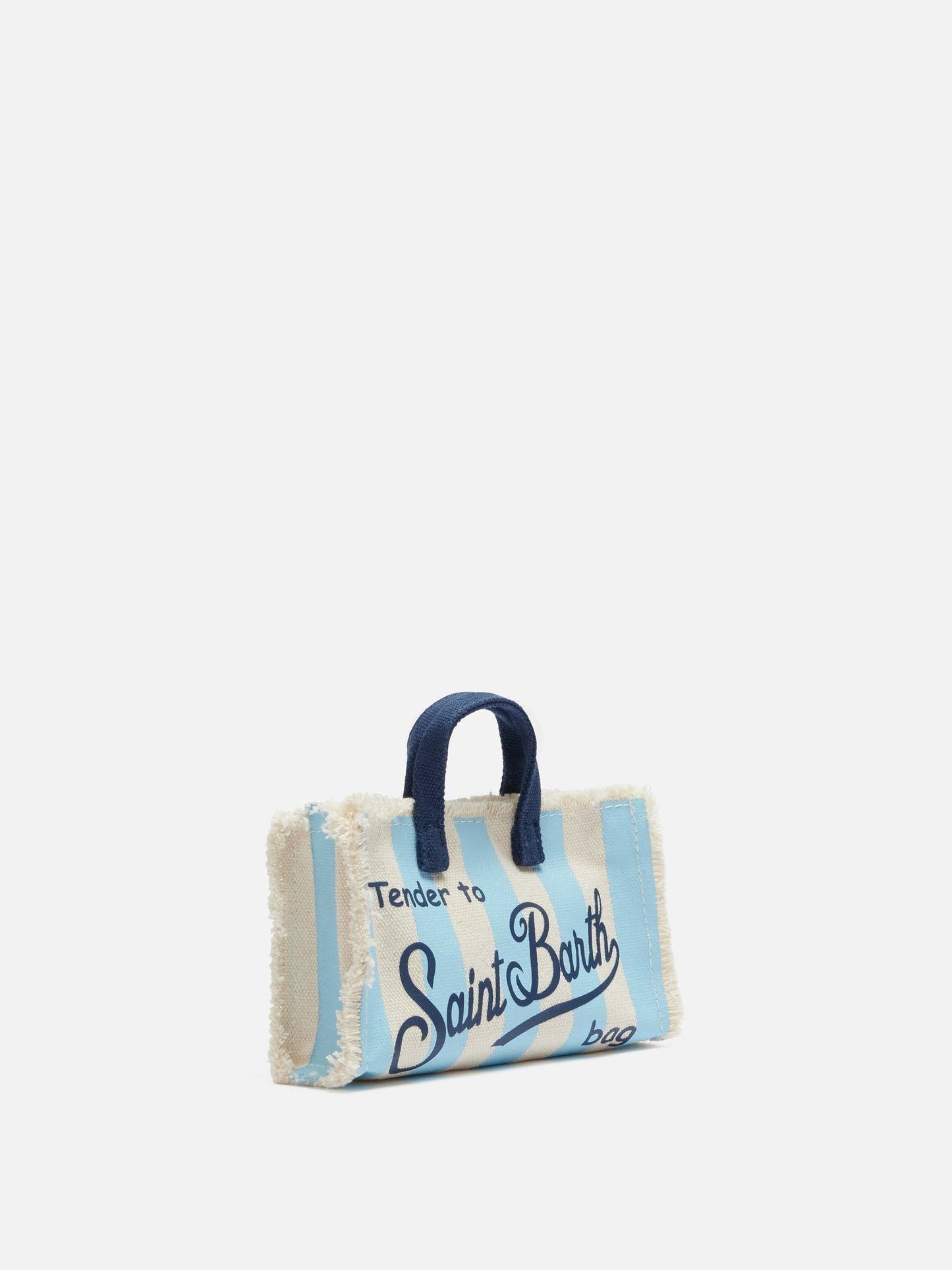 Cotton canvas Phone Bag with light blue striped print