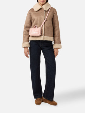 Mini Phone Bag Teddy in pink sherpa