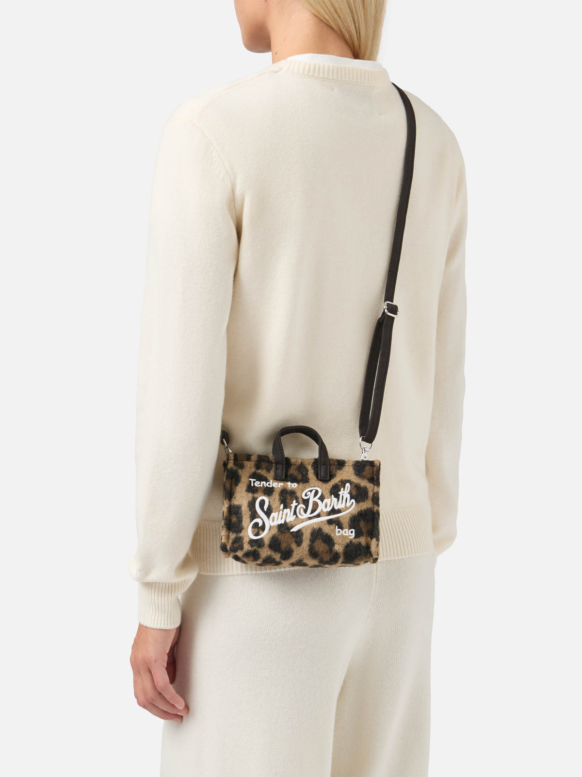 Handytasche aus Filz mit Leopardenprint 