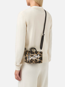 Handytasche aus Filz mit Leopardenprint 