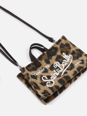 Handytasche aus Filz mit Leopardenprint 