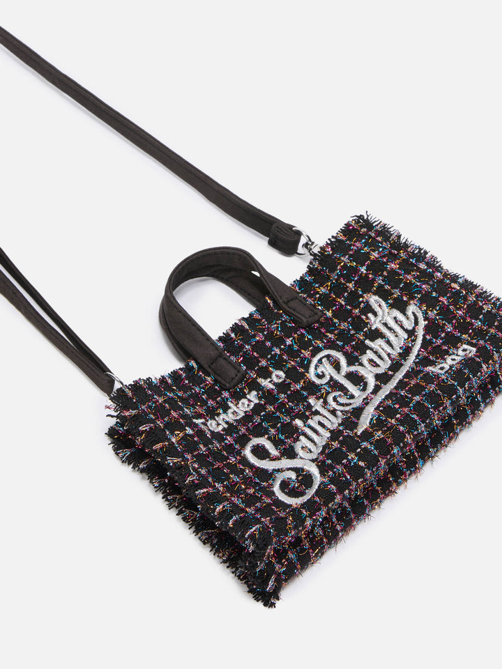 Mini Phone Bag Tweed in black lurex tweed