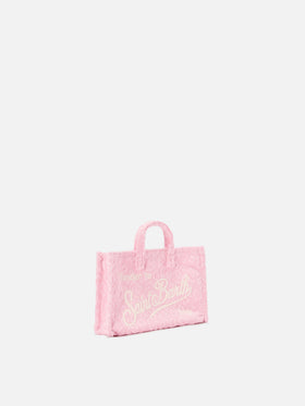 micro Phone terry-effect bag with embossed leopard pattern