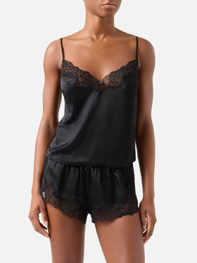 Black Pilar top and shorts set with lace