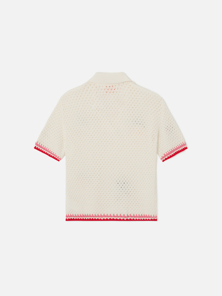 Polo Pixie Jr in misto cotone bianca con patch ricamate