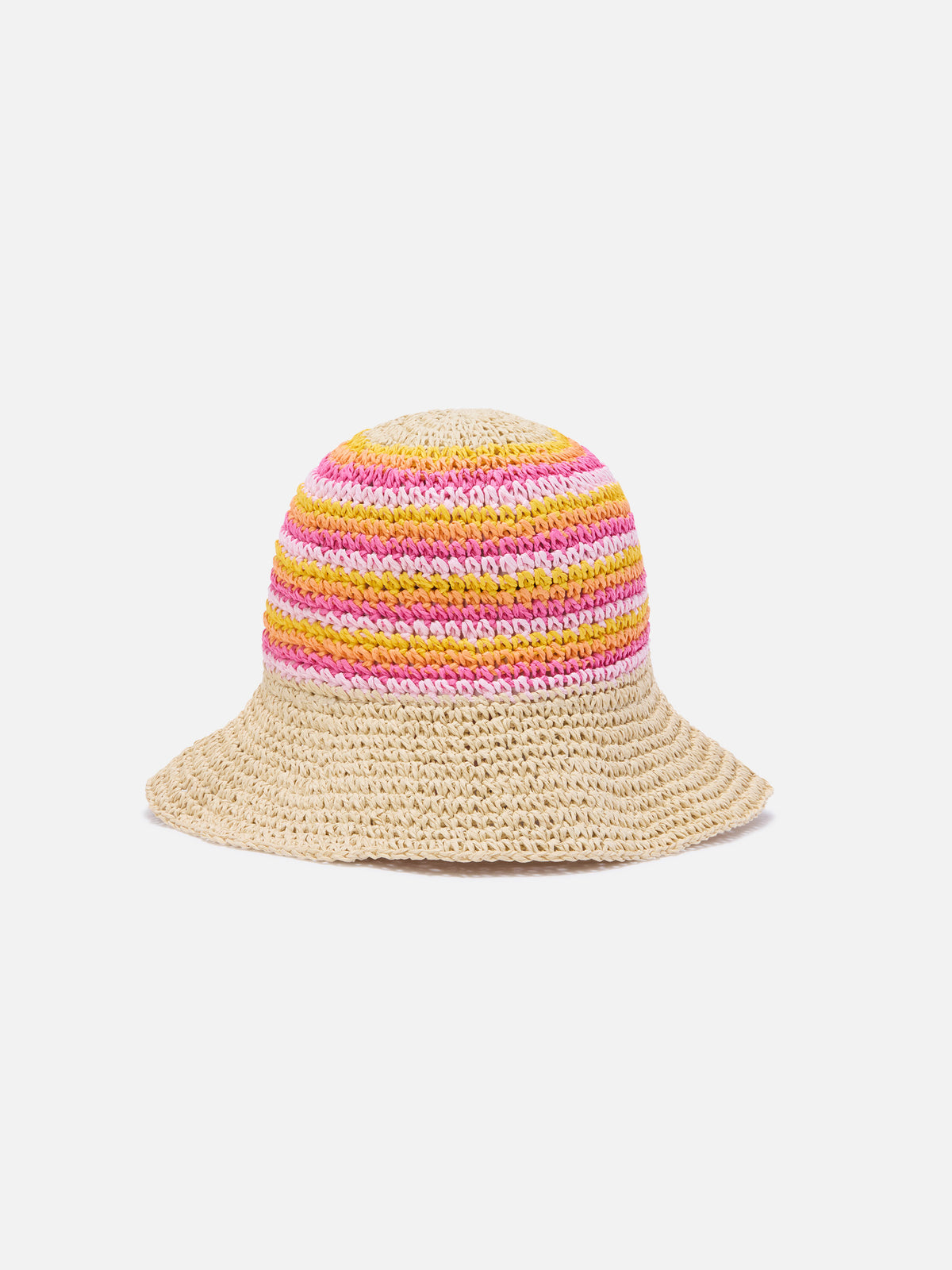 Chapeau de paille Polly à rayures multicolores et broderie logo 