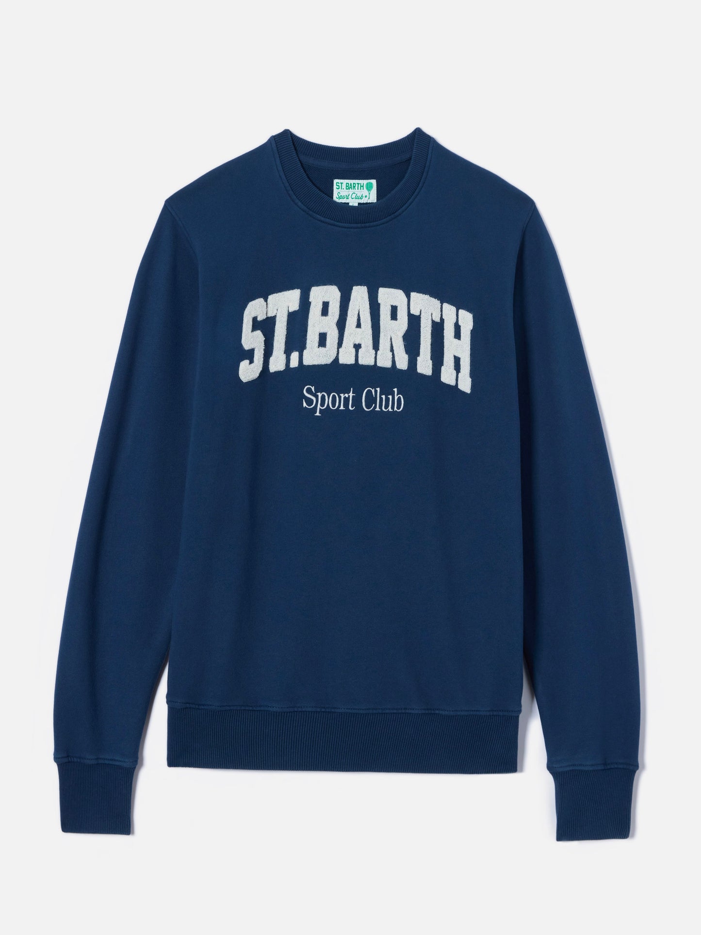 Felpa Ponza in cotone blu navy con logo Sport Club effetto spugna