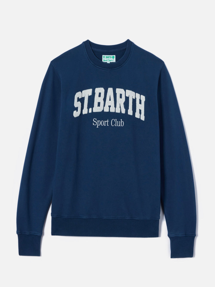 Navyblaue Ponza Baumwoll-Sweatshirt mit Sport Club Logo mit erhabenem Frottee-Effekt 