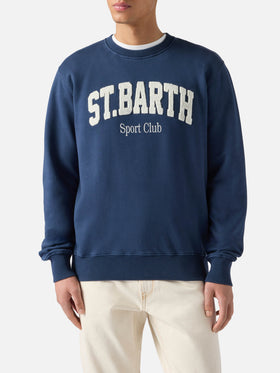 Navy blue Ponza cotton sweatshirt with Sport Club raised terry-effect logo
