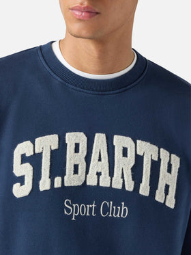Navy blue Ponza cotton sweatshirt with Sport Club raised terry-effect logo