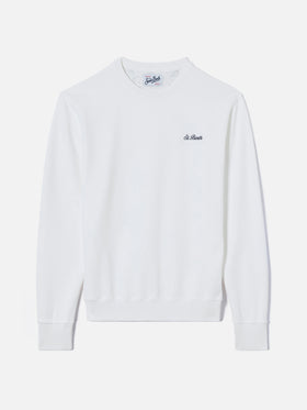 White Ponza sweatshirt with contrasting St. Barth embroidery