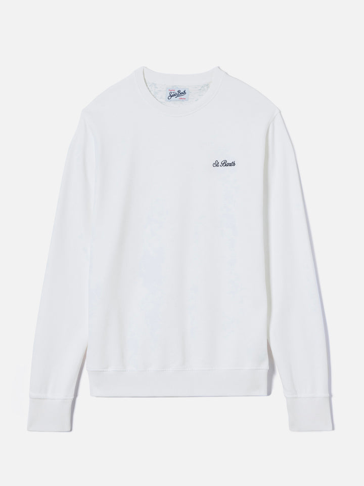 Weißes Ponza-Sweatshirt mit kontrastierender St. Barth-Stickerei 