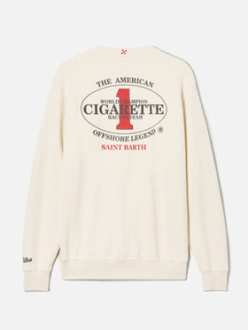 Felpa Ponza girocollo panna con stampa Cigarette | Special Edition