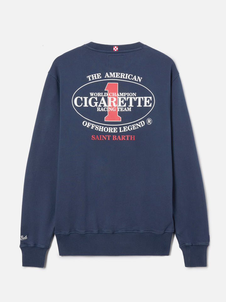 Sudadera de cuello redondo Ponza azul marino con estampado Cigarette | Special Edition 
