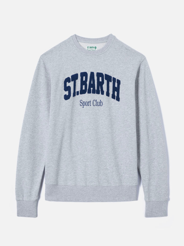 Graues Baumwoll-Sweatshirt Ponza mit Sport Club Logo in erhabenem Frottee-Effekt 