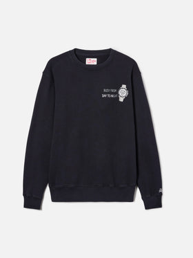 Schwarzes Ponza-Sweatshirt mit Busy From Day To Night-Stickerei 