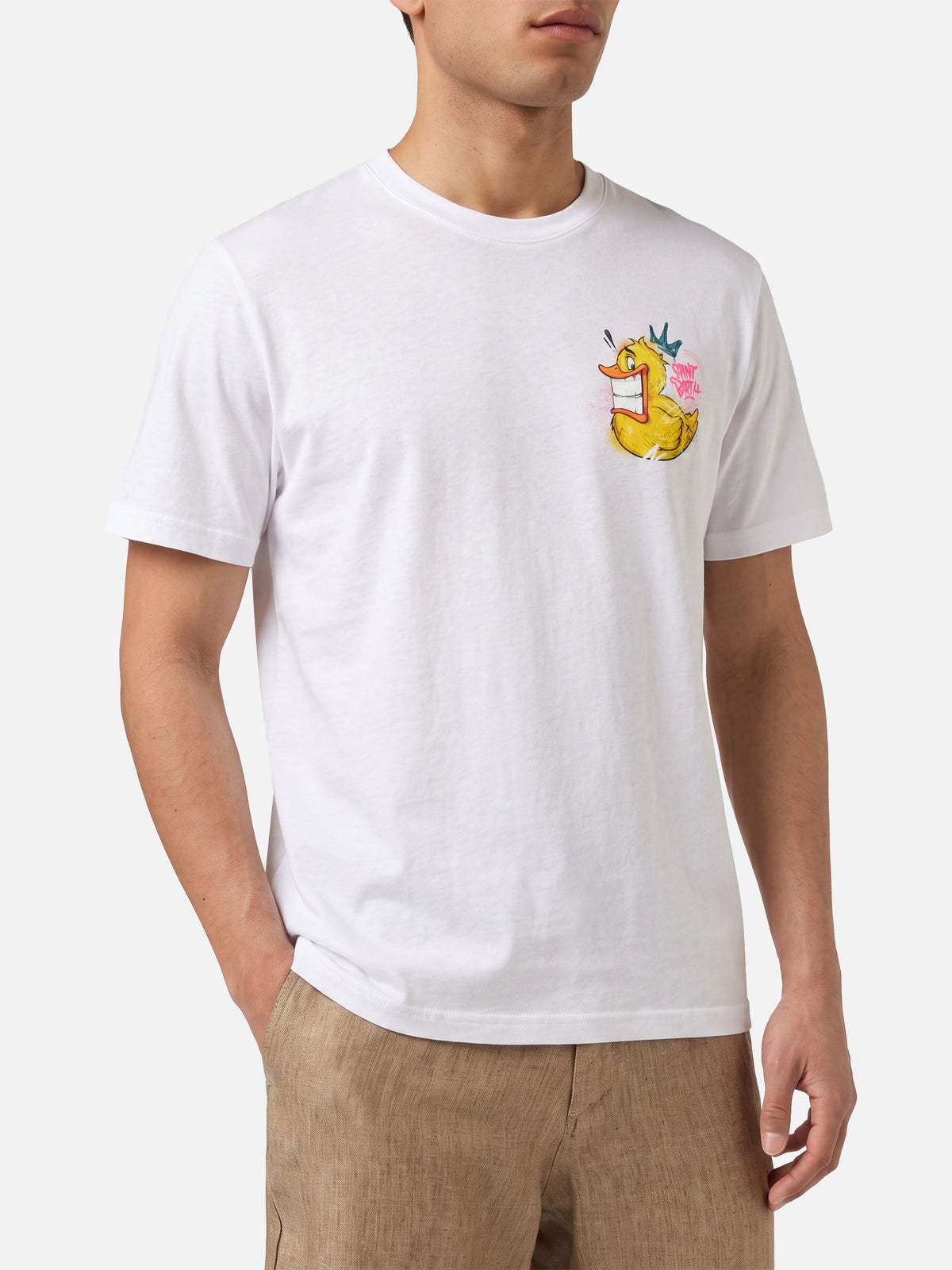 T-shirt Portofino bianca con stampa ducky Crypto Puppets | Special Edition