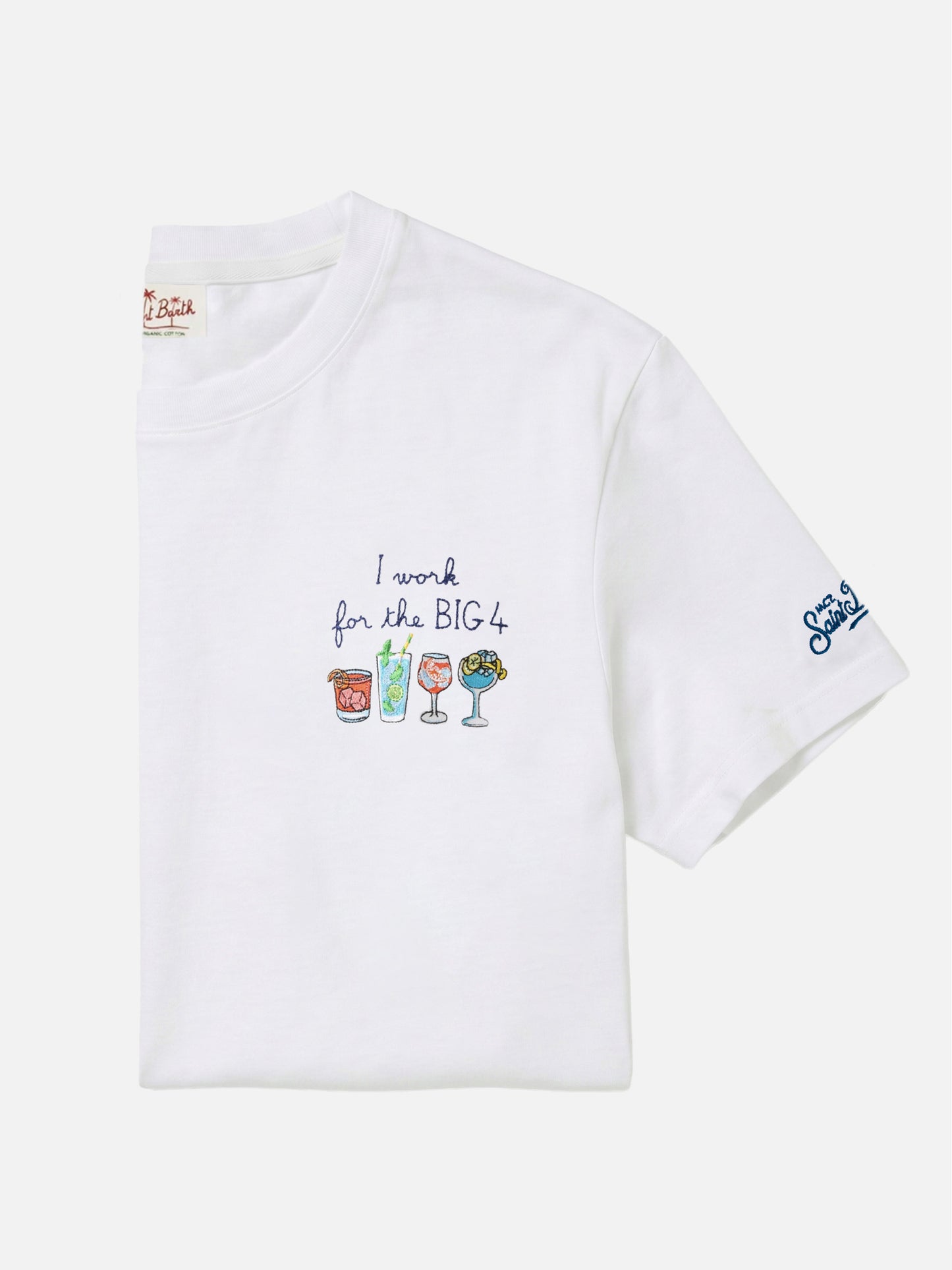 Camiseta Portofino blanca con bordado I Work For The Big 4 