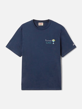 Blue Portofino T-shirt with Business Glass embroidery