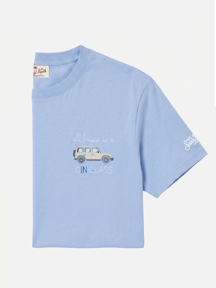 T-shirt Portofino azzurro polvere con ricamo All I Need Is A G-in Class