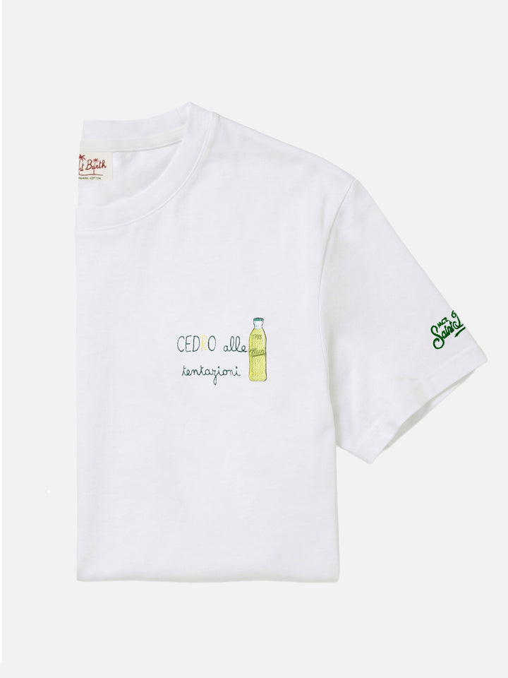 Camiseta Portofino blanca con bordado Cedro Alle Tentazioni | Edición Especial 