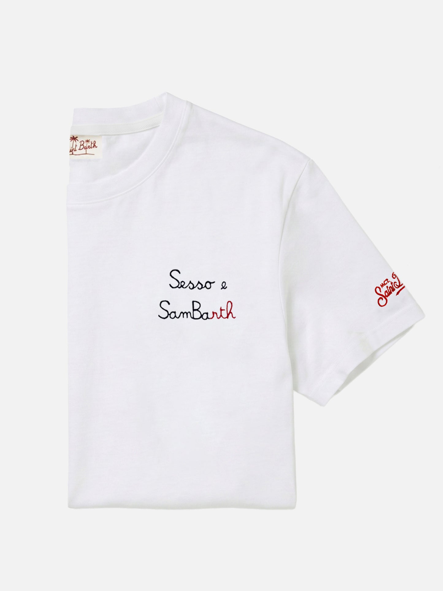 Klassisch geschnittenes T-Shirt aus Baumwolljersey Portofino mit Sesso e Sambarth-Stickerei 