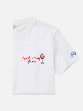 Classic fit cotton jersey t-shirt Portofino with Aperol Spritz, please embroidery | APEROL SPECIAL EDITION