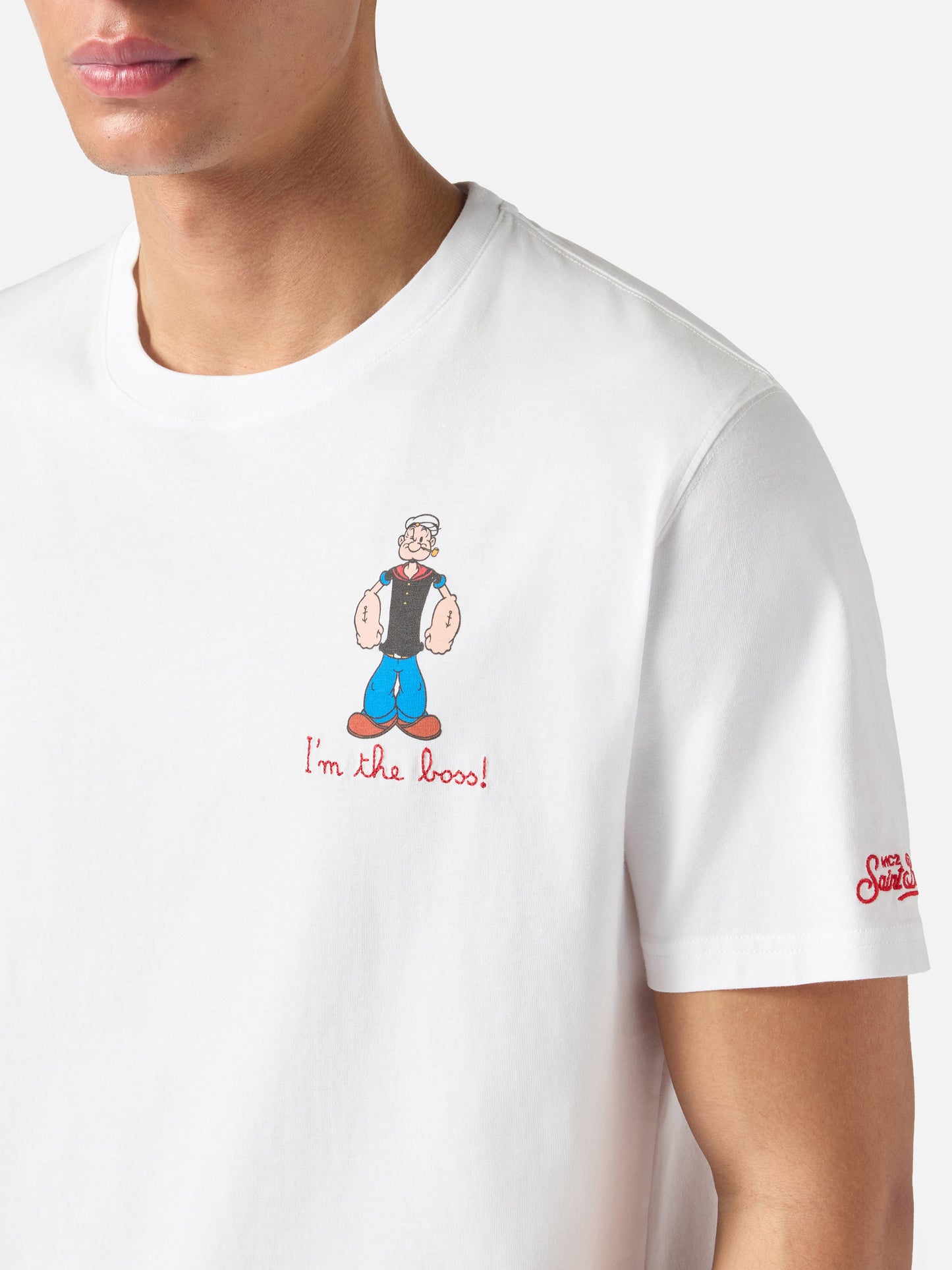T-shirt Portofino bianca con ricamo I'm The Boss | Special Edition
