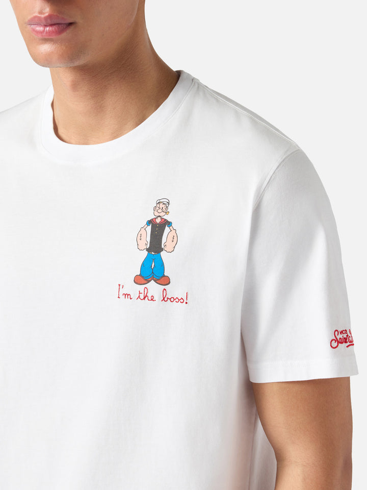 White Portofino T-shirt with I'm The Boss embroidery | Special Edition