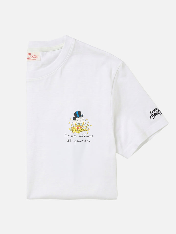 Camiseta blanca Portofino con bordado Ho Un Milione Di Pensieri | Edición Especial 