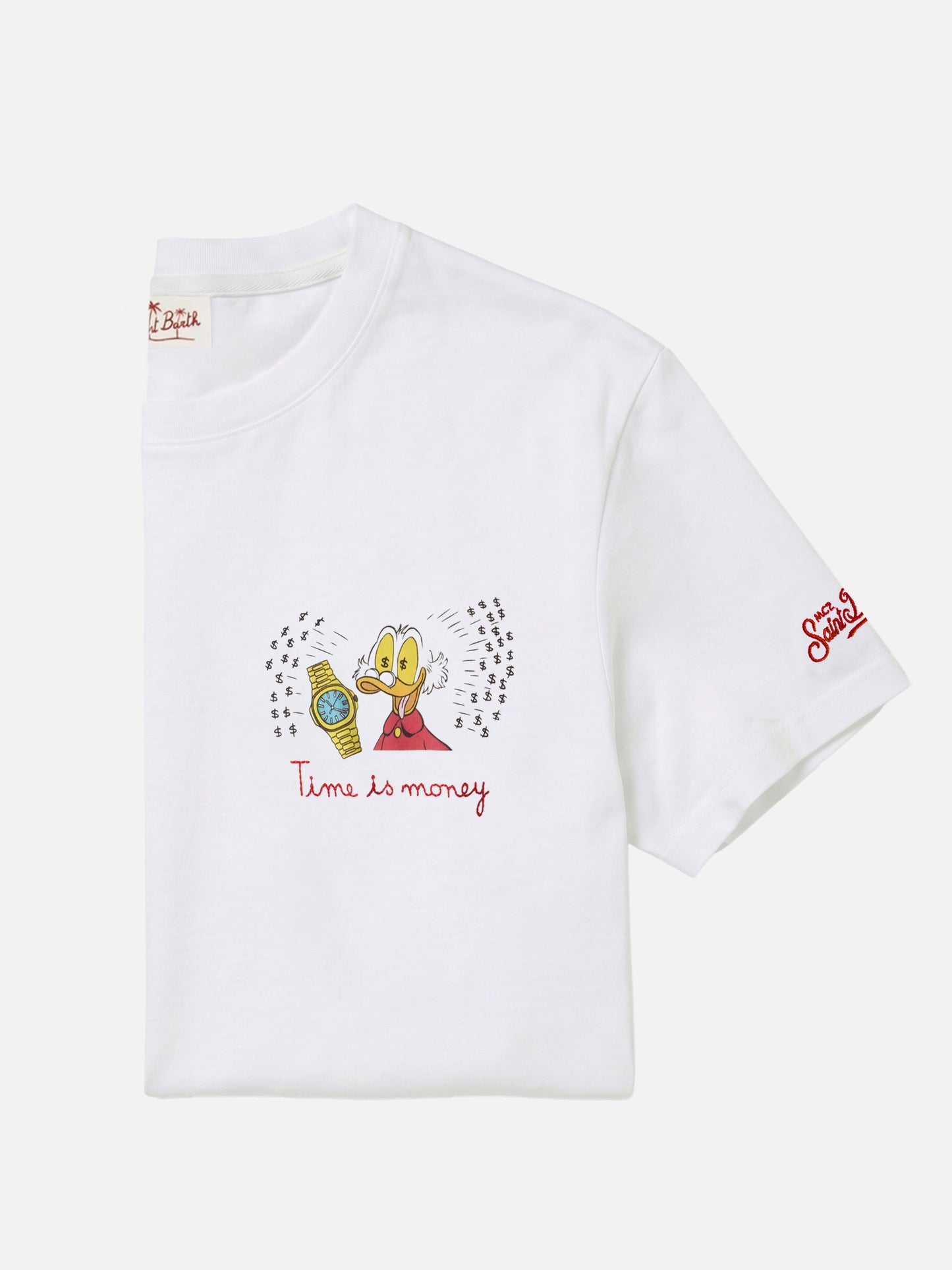 Camiseta Portofino blanca con bordado Time Is Money! | Edición Especial 