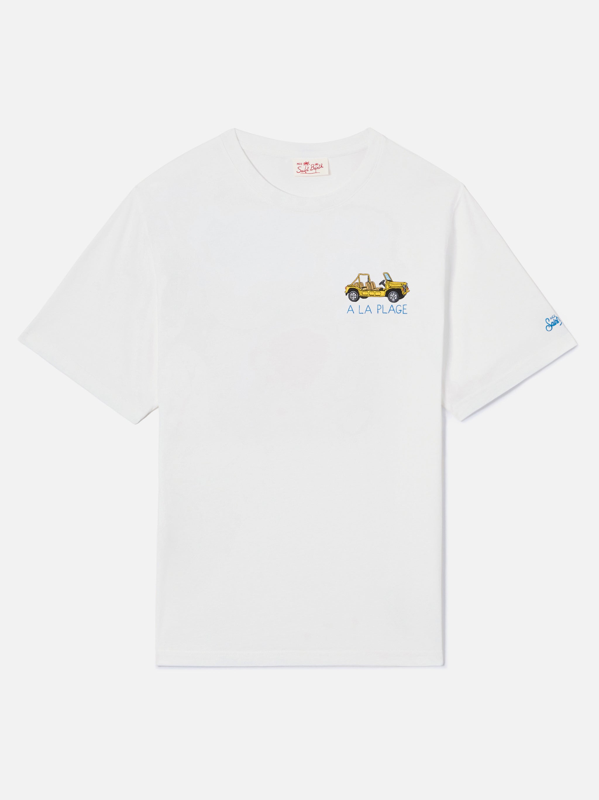 White Portofino T-shirt with À La Plage embroidery – MC2 Saint Barth