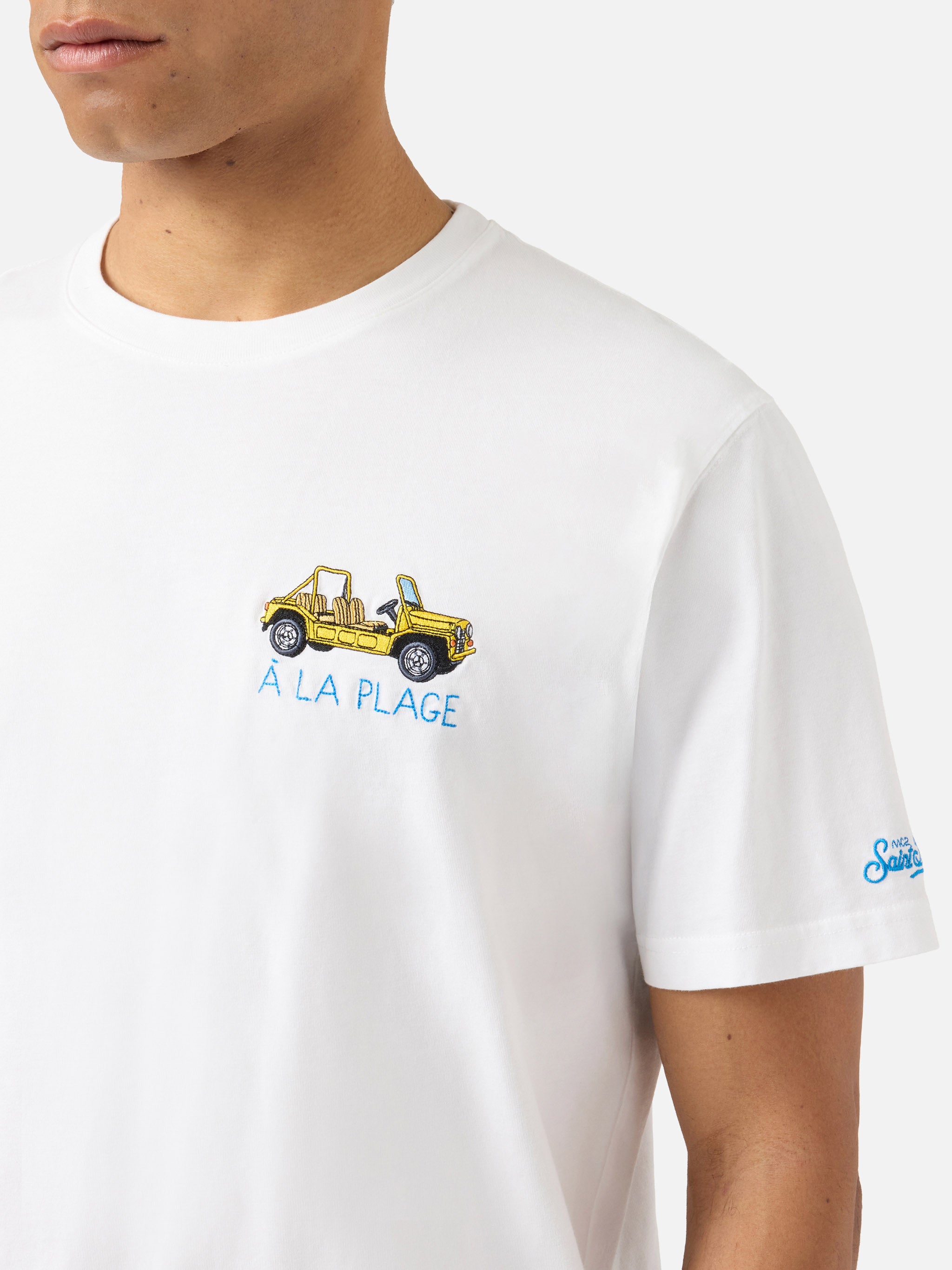 White Portofino T-shirt with À La Plage embroidery – MC2 Saint Barth