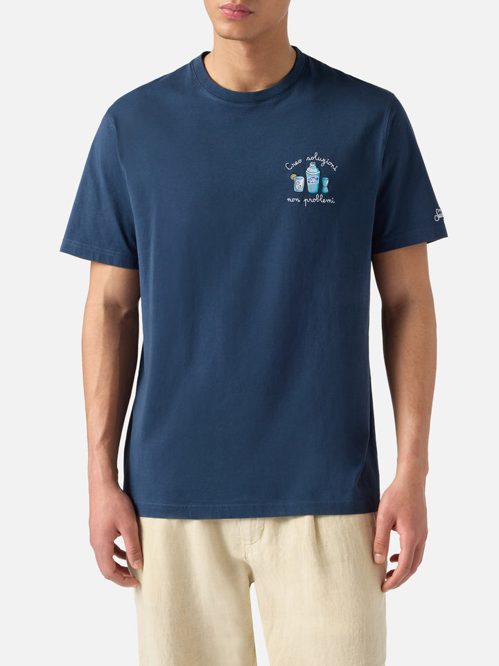 T-shirt Portofino blu con ricamo Creo Soluzioni Non Problemi