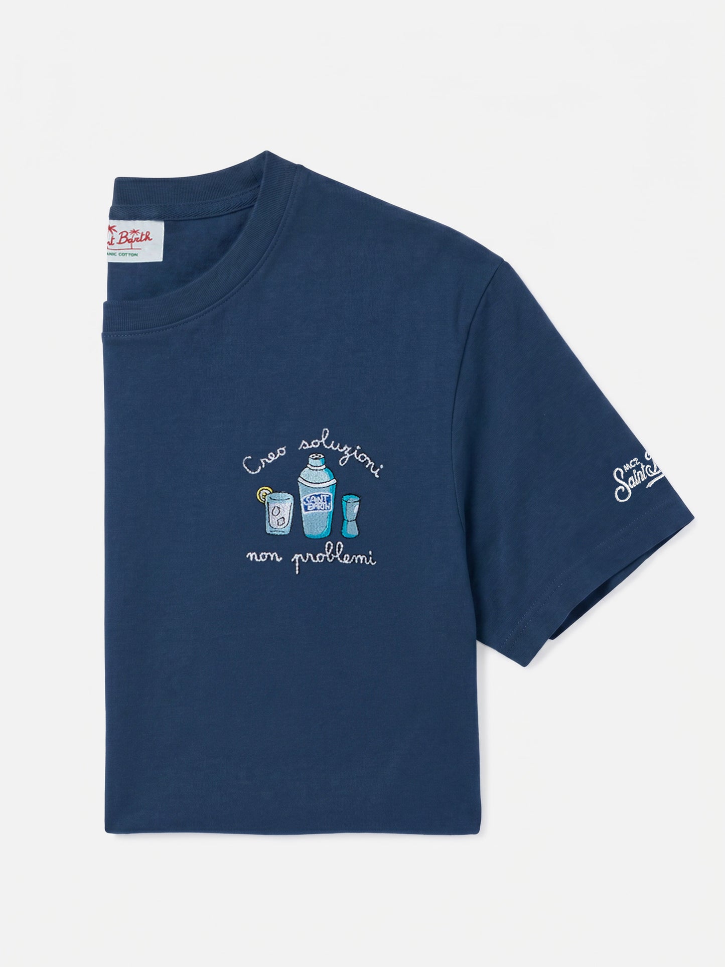 T-shirt Portofino blu con ricamo Creo Soluzioni Non Problemi
