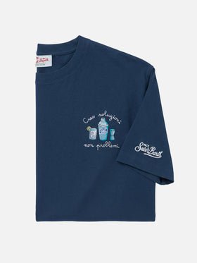 Blue Portofino T-shirt with Creo Soluzioni Non Problemi embroidery