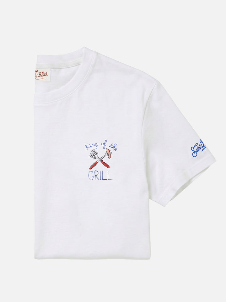Camiseta Portofino blanca con bordado King Of The Grill 