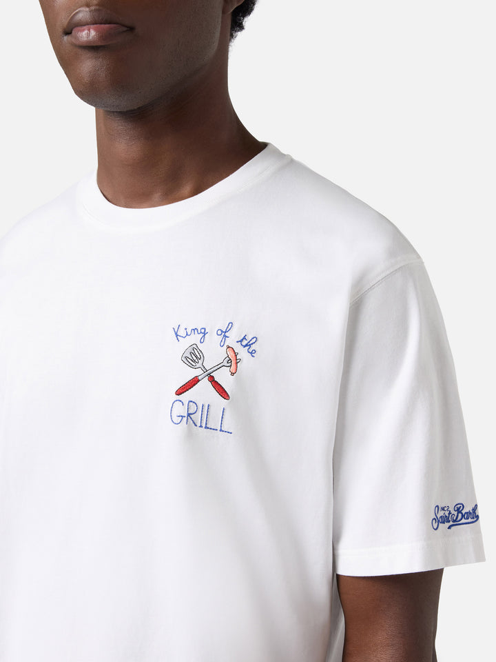 White Portofino T-shirt with King Of The Grill embroidery