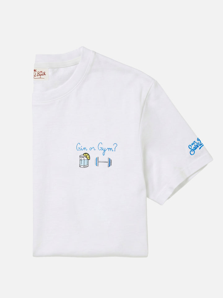 Camiseta Portofino blanca con bordado Gin Or Gym? 