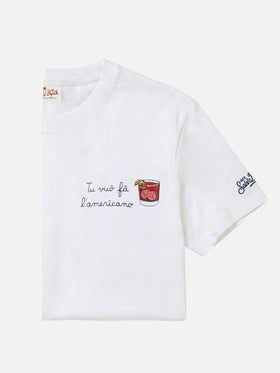 Weißes Portofino T-Shirt mit Tu Vuò Fà L'americano-Stickerei 