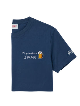Camiseta Portofino azul con bordado Mi Piacciono Le Bionde 