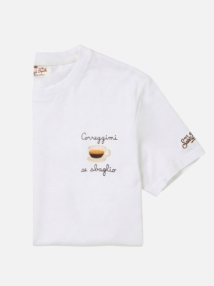 Cream Portofino T-shirt with Correggimi Se Sbaglio embroidery