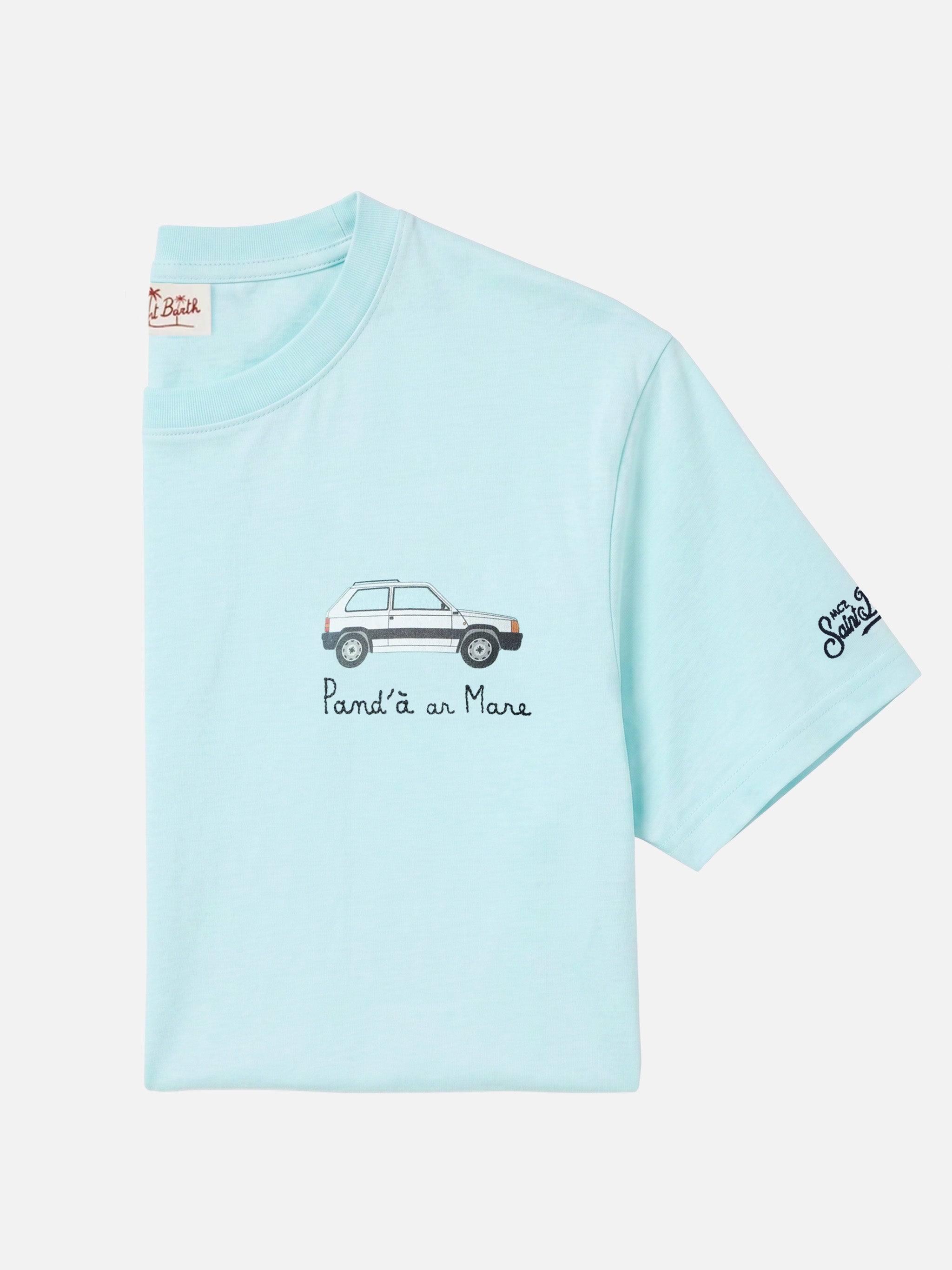 Soft turquoise Portofino T-shirt with Pand'à Ar Mare embroidery