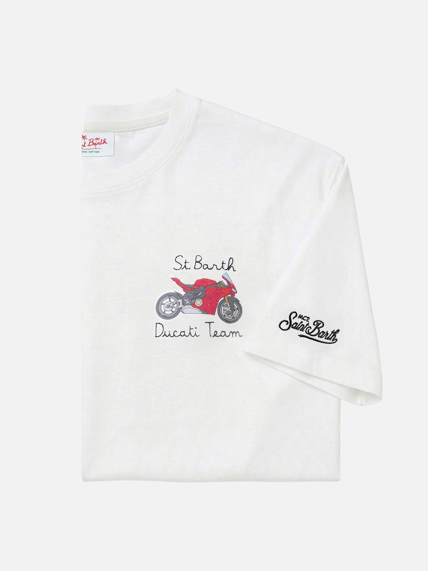 T-shirt Portofino bianca con ricamo Ducati Team | Special Edition