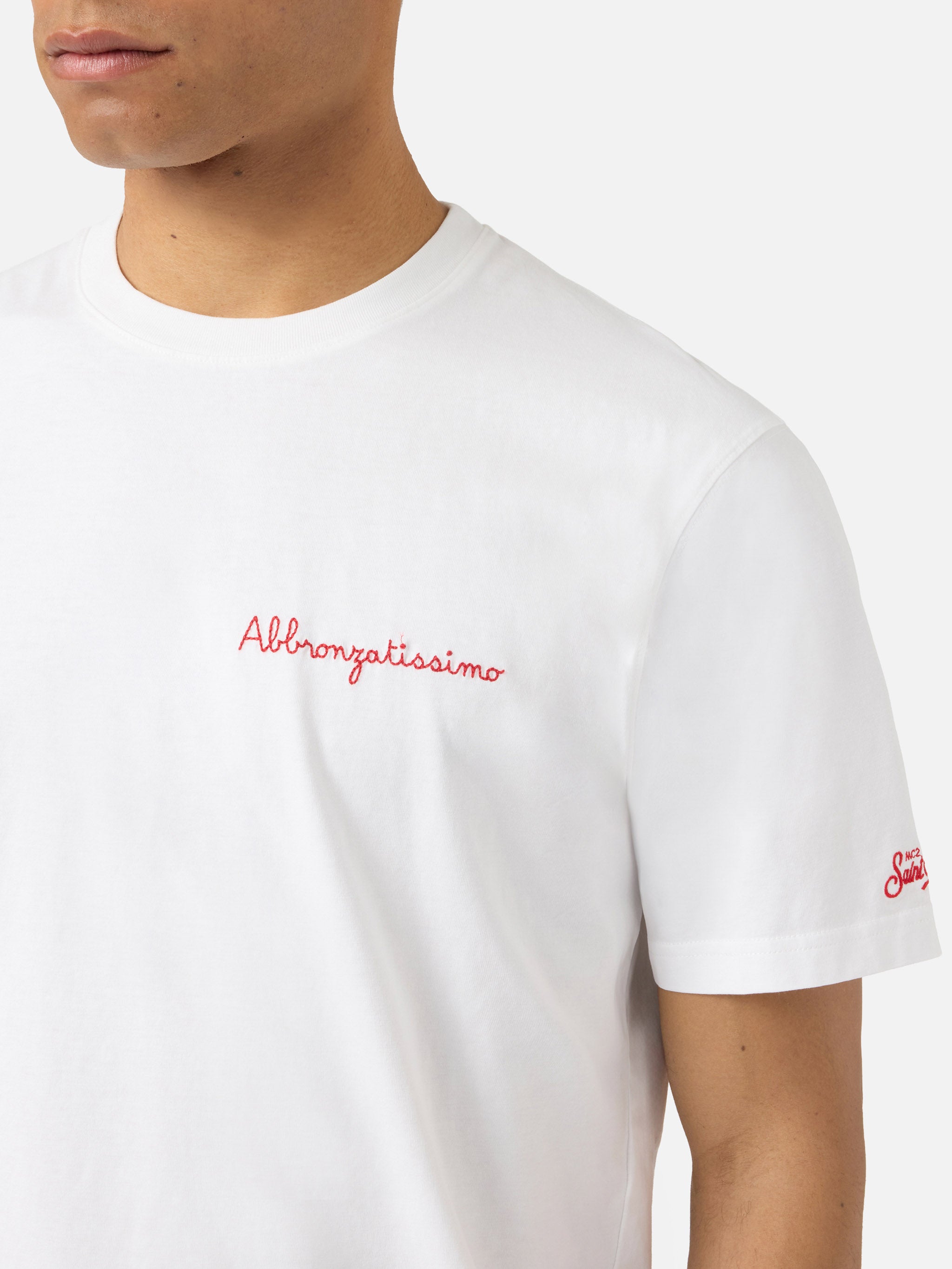 White Portofino T-shirt with Abbronzatissimo embroidery – MC2