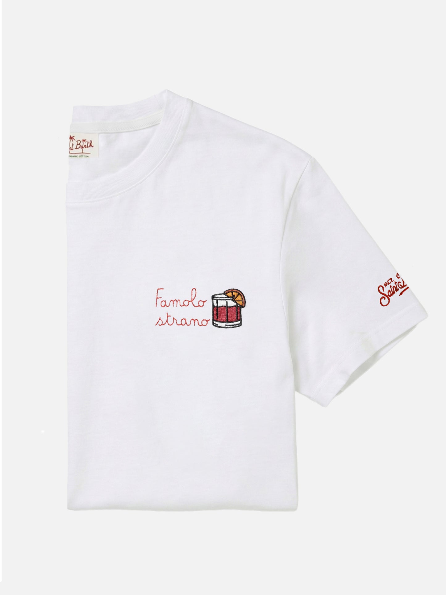 T-Shirt aus Baumwolljersey in Classic Fit Portofino mit Stickerei Famolo strano |INSULTI LUMINOSI SPECIAL EDITION 