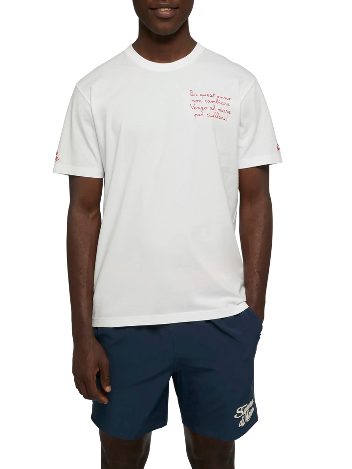 Classic fit cotton jersey t-shirt Portofino with Vengo al mare embroidery |SAPORE DI MARE SPECIAL EDITION - MC2 Saint Barth