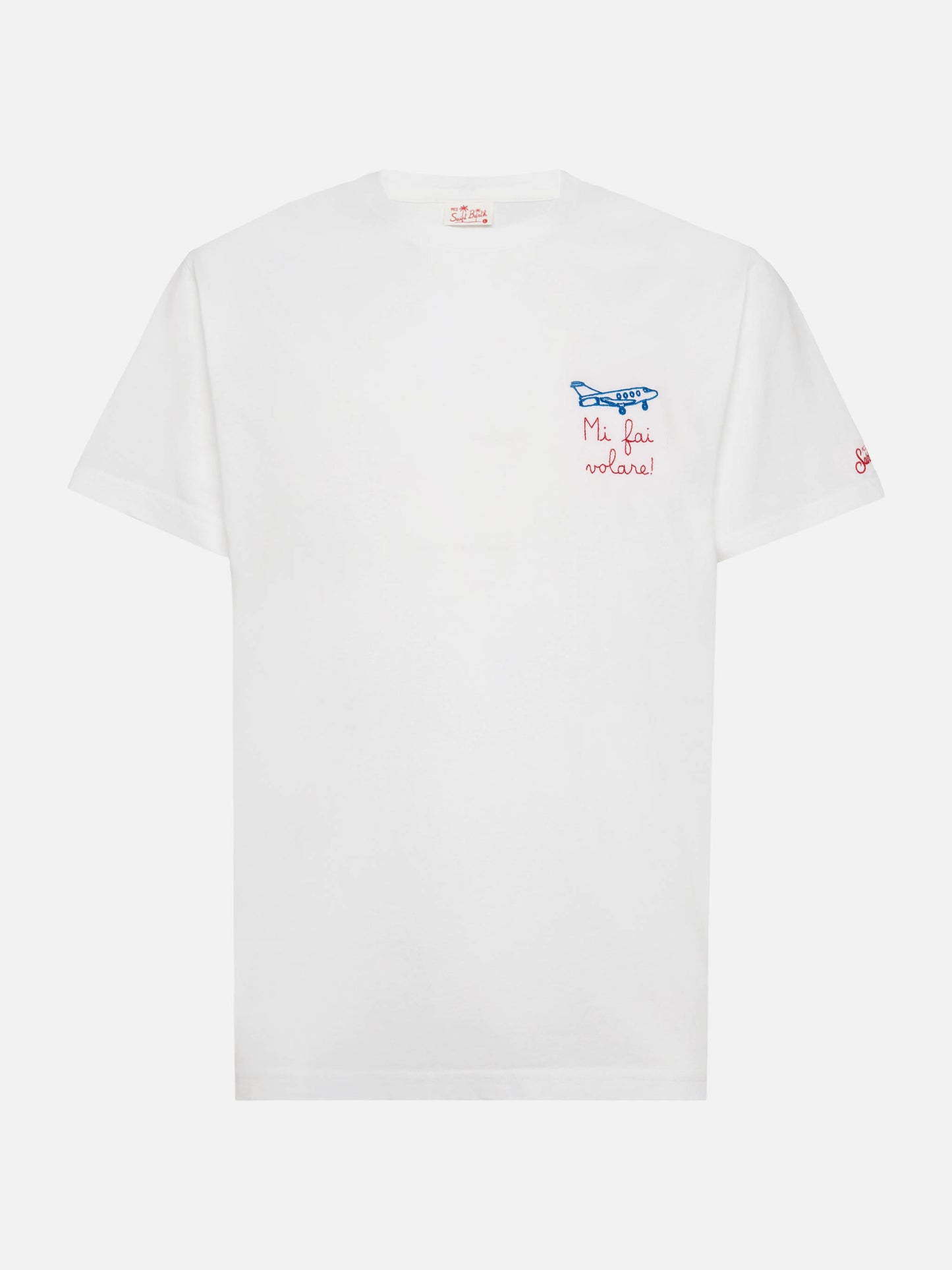 T-shirt in jersey di cotone classica Portofino con ricamo Volare