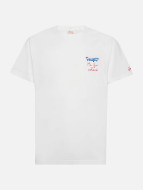 T-shirt in jersey di cotone classica Portofino con ricamo Volare