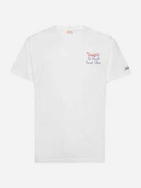 T-shirt in jersey di cotone classica Portofino con ricamo First Class